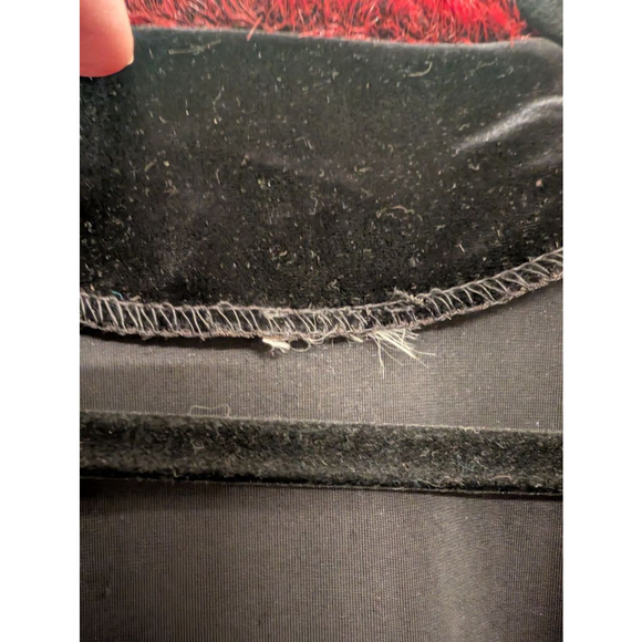 Y2K Whimsigoth Black Velvet Cardigan Jacket | Red Fur Collar Gothic Coquette L - Picture 4 of 8